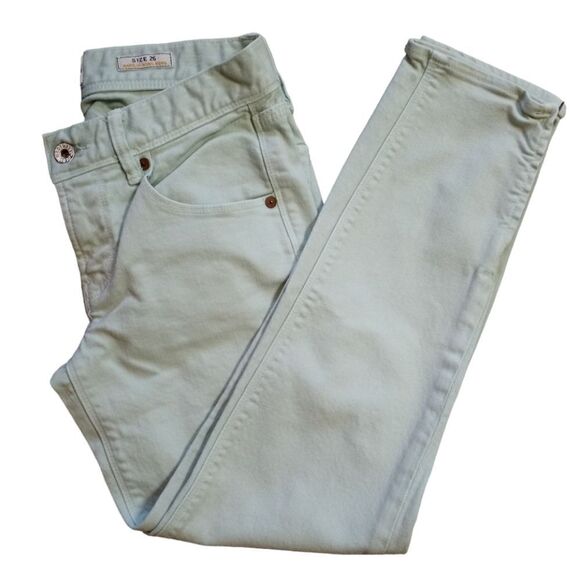Madewell High Rise Zip Closure Hem Cropped Jeans Size 26 Mint Green - Picture 4 of 12